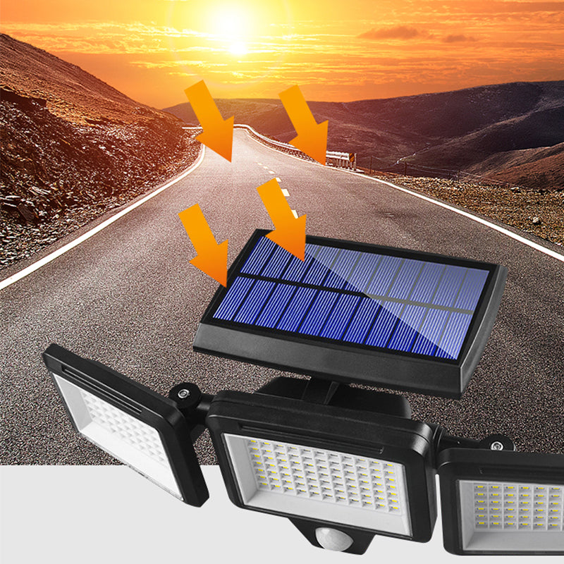 Adjustable 3 Heads Security Flood Light IP65 Waterproof Outdoor Yard LED Solar Wall Lamp