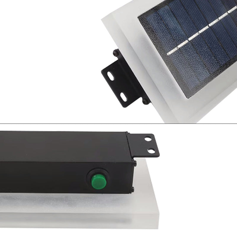 Long Outdoor Modern LED Wall Light Waterproof IP65 Solar Powered Fixture Rectangular Frosted White Acrylic Anti Rust