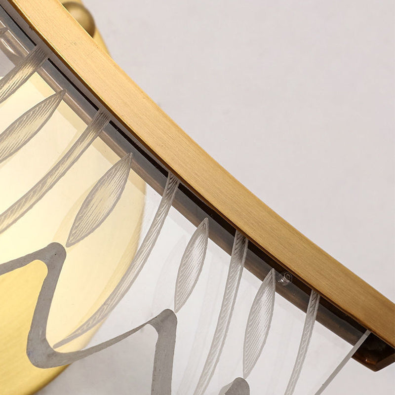 Nordic Feather Decorated Wall Lamp Living Room Bedroom LED Lamp Modern Hotel Copper Color Wall Lamp