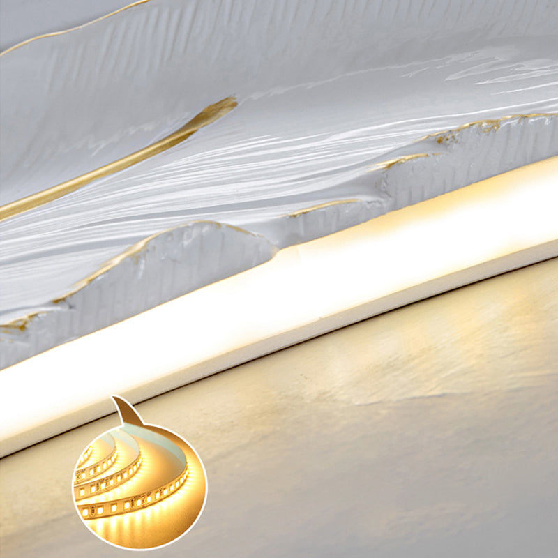 Modern Luxury White Gold Feather Design Indoor Hotel Led Wall Lamps Living Room Decorative Wall Light
