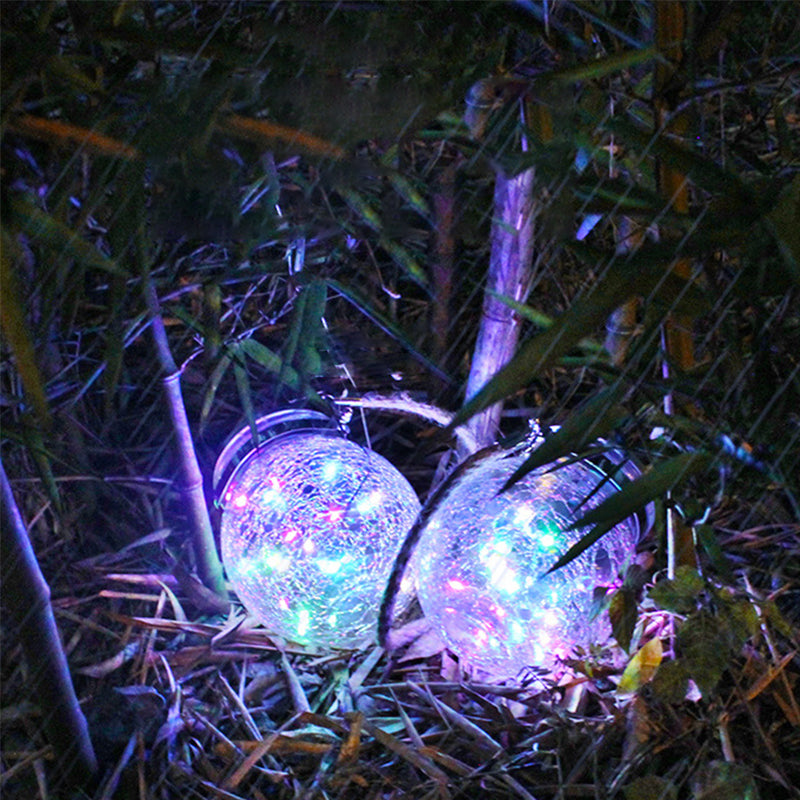 Hot Sale 20/30LED Solar Hanging Crackle Jar Light Outdoor Decorative Fairy String Solar Ball Glass Light For Garden Patio Yard