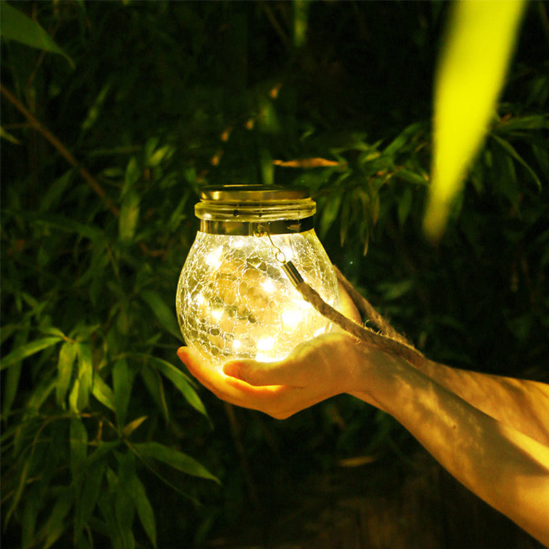 Hot Sale 20/30LED Solar Hanging Crackle Jar Light Outdoor Decorative Fairy String Solar Ball Glass Light For Garden Patio Yard
