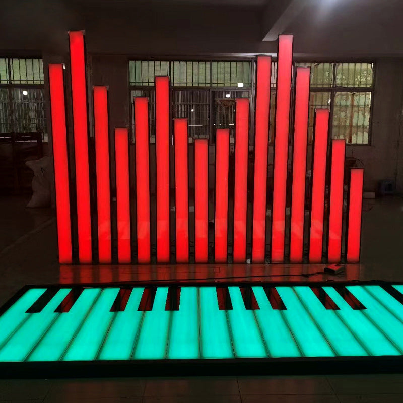 Giant interactive floor light stainless steel led light up step floors piano for outdoor theme park decoration