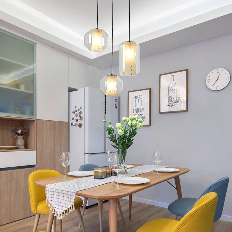 Modern Mini Smoky Gray Glass Chandelier Ceiling Pendant Lamp for Cafe Shop Restaurant Bedside Decoration