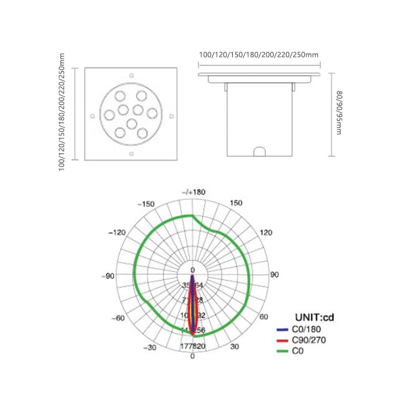 Recessed outdoor round square led cob underground light rgb 2700-6500k buried inground light