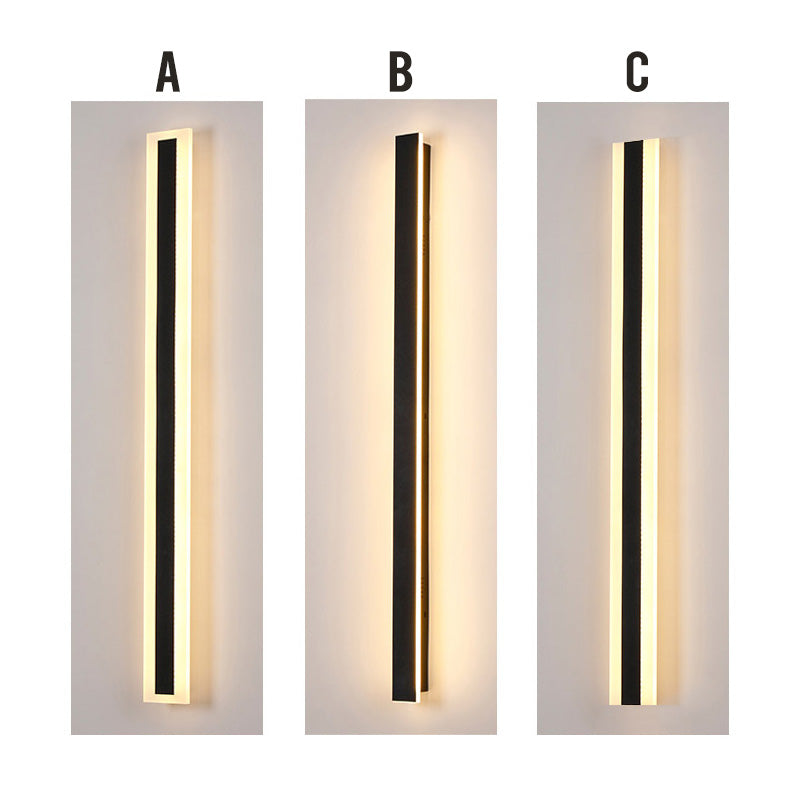 Black Modern Outdoor LED Linear Wall Light IP65 Waterproof Garden Wall Lamp For Wall Surface Mounted Lighting