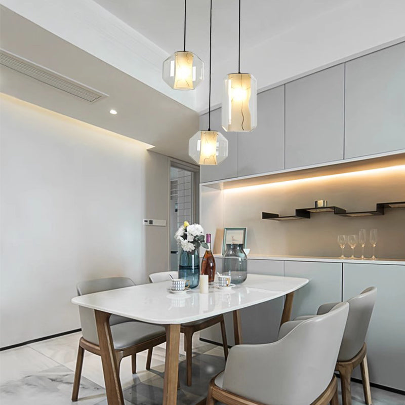 Modern Mini Smoky Gray Glass Chandelier Ceiling Pendant Lamp for Cafe Shop Restaurant Bedside Decoration