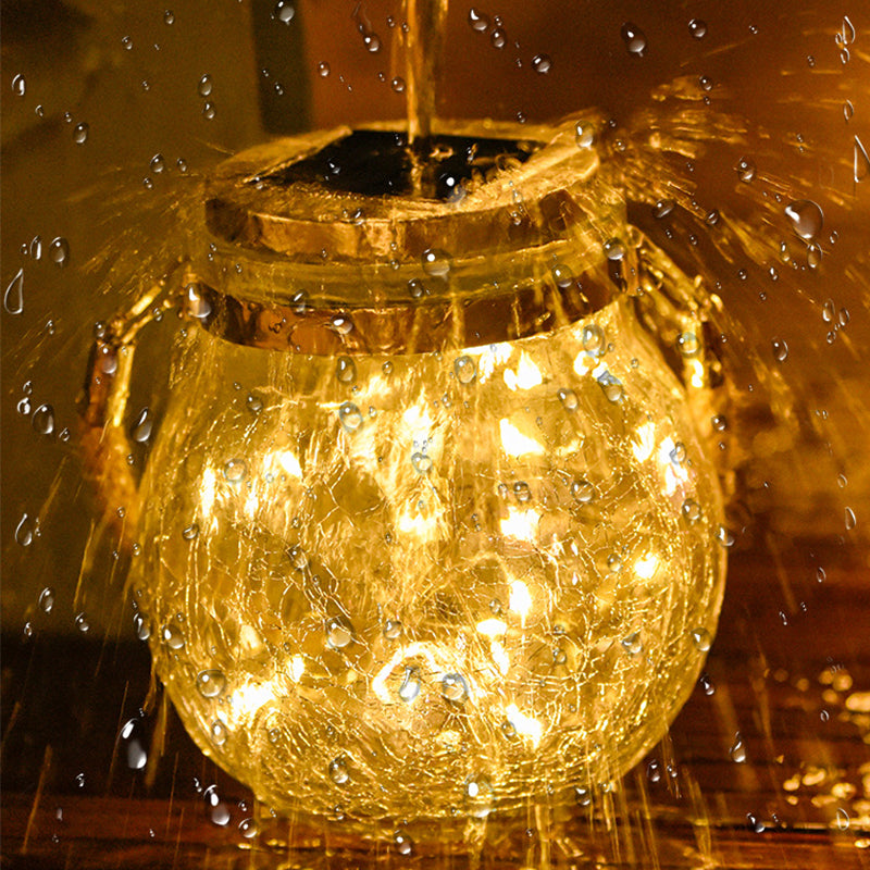 Hot Sale 20/30LED Solar Hanging Crackle Jar Light Outdoor Decorative Fairy String Solar Ball Glass Light For Garden Patio Yard