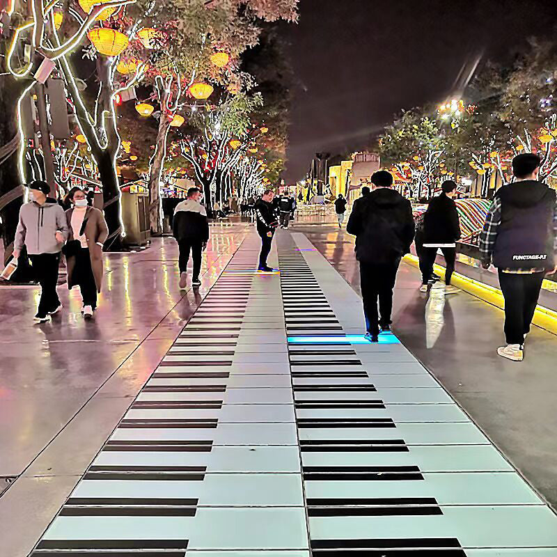 Giant interactive floor light stainless steel led light up step floors piano for outdoor theme park decoration