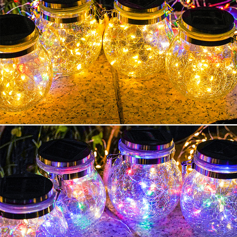 Hot Sale 20/30LED Solar Hanging Crackle Jar Light Outdoor Decorative Fairy String Solar Ball Glass Light For Garden Patio Yard
