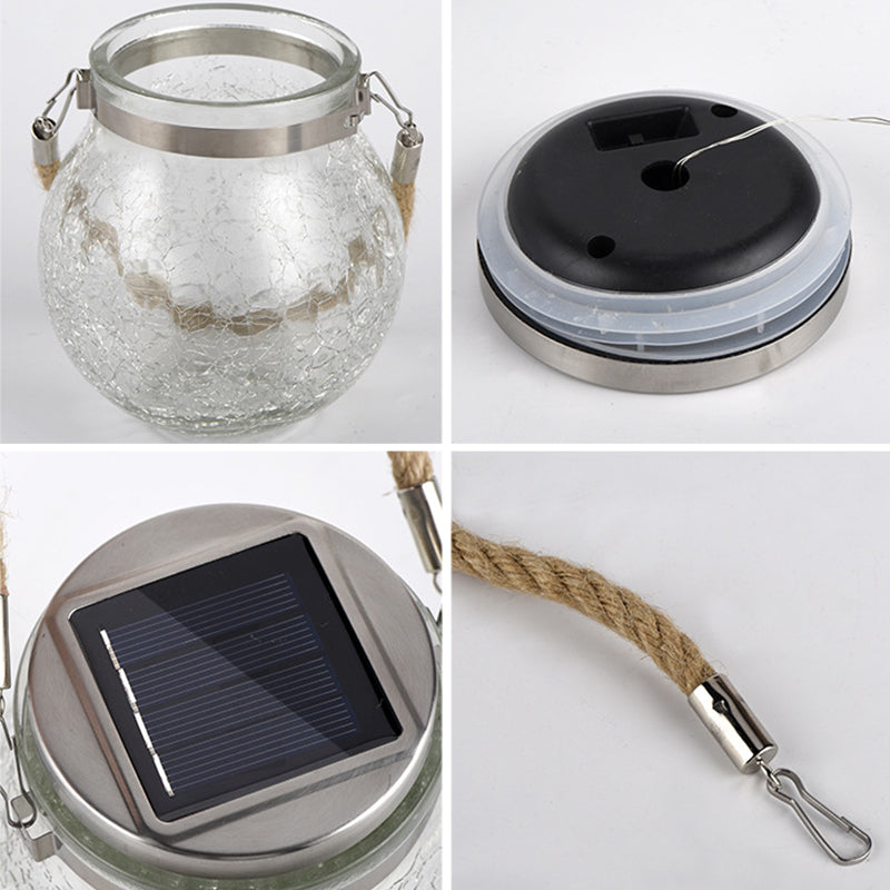 Hot Sale 20/30LED Solar Hanging Crackle Jar Light Outdoor Decorative Fairy String Solar Ball Glass Light For Garden Patio Yard