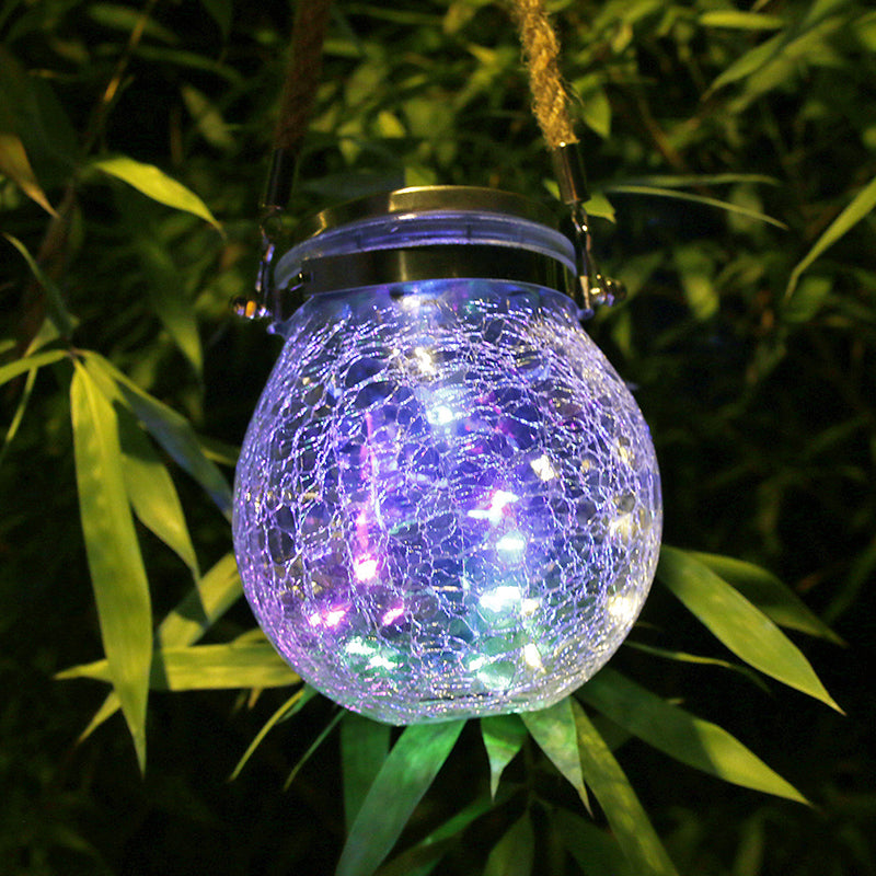 Hot Sale 20/30LED Solar Hanging Crackle Jar Light Outdoor Decorative Fairy String Solar Ball Glass Light For Garden Patio Yard
