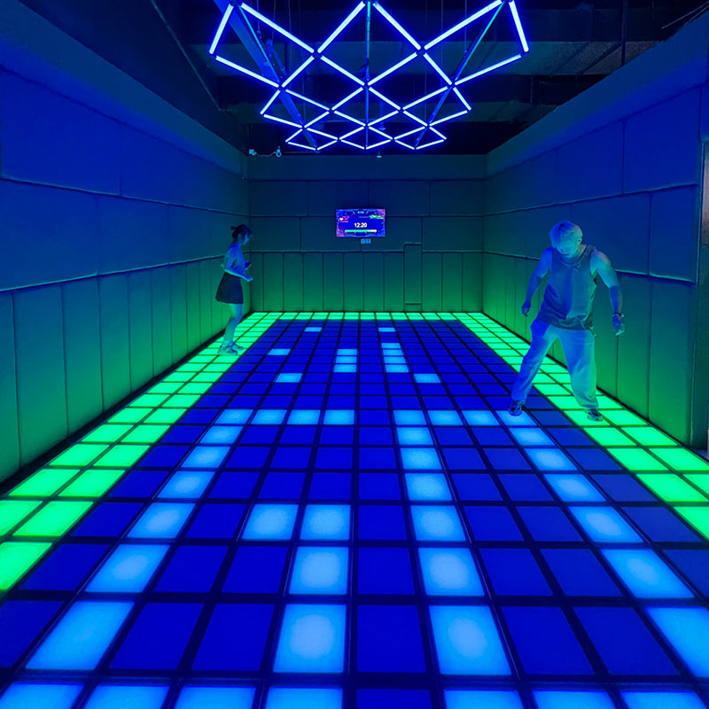 Best-Selling Active Game Led Floor 30x30cm Hopping Lattice Light Activate Game Interactive LED Dance Floor for Kid Games