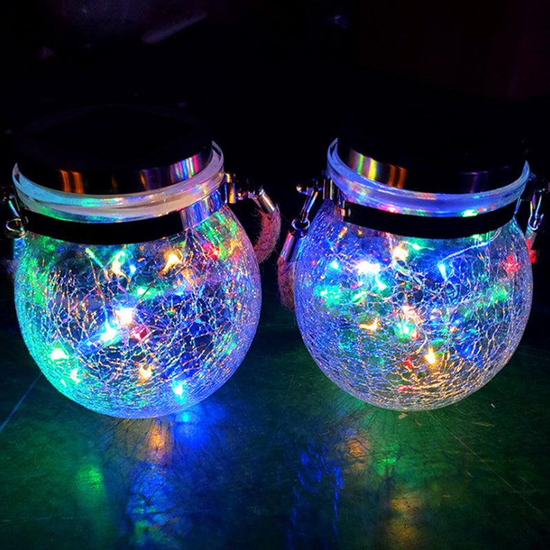 Hot Sale 20/30LED Solar Hanging Crackle Jar Light Outdoor Decorative Fairy String Solar Ball Glass Light For Garden Patio Yard