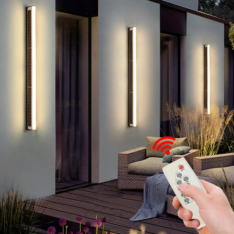Outdoor Sconce Solar Powered Modern Long Wall Light IP65 for Garden Decorative Lighting with remote