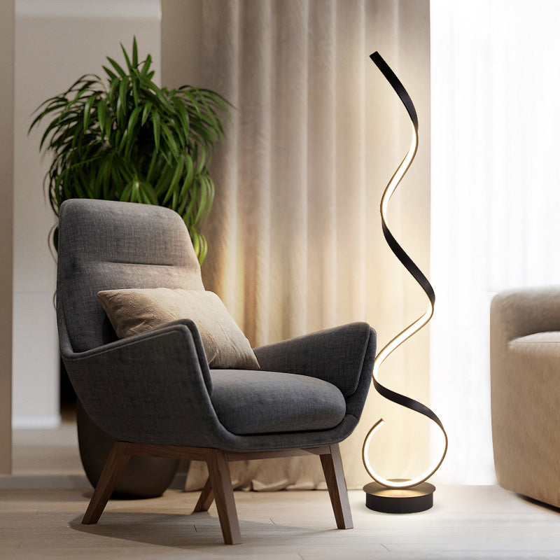 Modern Decorative Spiral Floor Lamp for Sofa Side Bedside Living Room Office Hotel