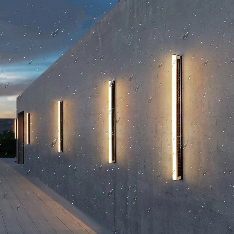 Outdoor Sconce Solar Powered Modern Long Wall Light IP65 for Garden Decorative Lighting with remote