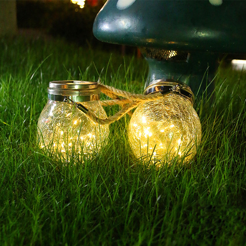 Hot Sale 20/30LED Solar Hanging Crackle Jar Light Outdoor Decorative Fairy String Solar Ball Glass Light For Garden Patio Yard