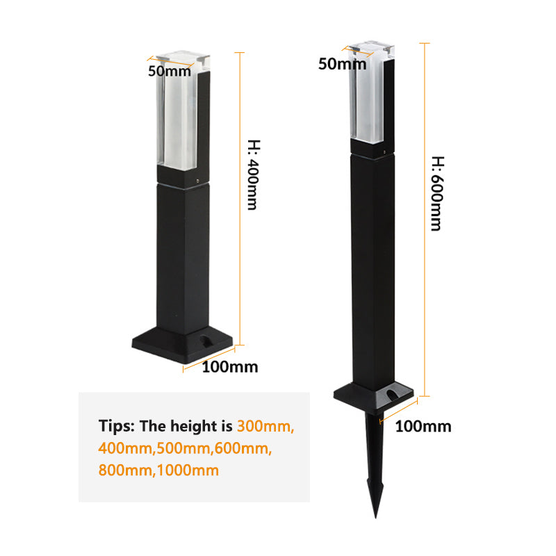 IP65 Outdoor Aluminum Acrylic Landscape Lawn Light 30CM 40CM 60CM 80CM Multi Size Garden Lamp Post LED Light