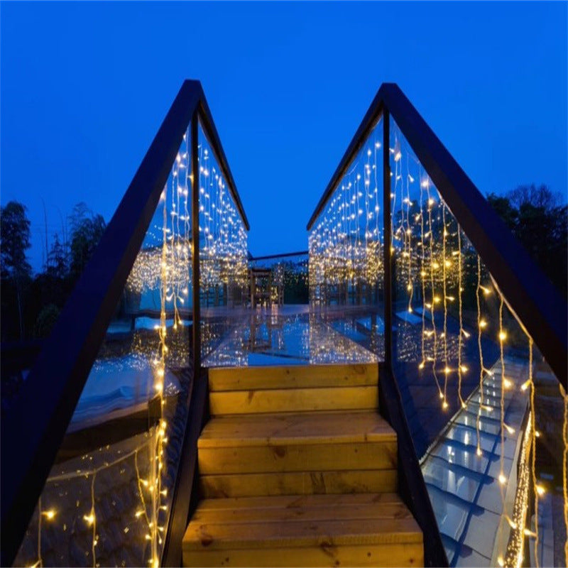 4M Christmas Garland LED Curtain Icicle String Lights Droop 0.4-0.6m AC 220V110V Garden Street Outdoor Decorative Holiday Light