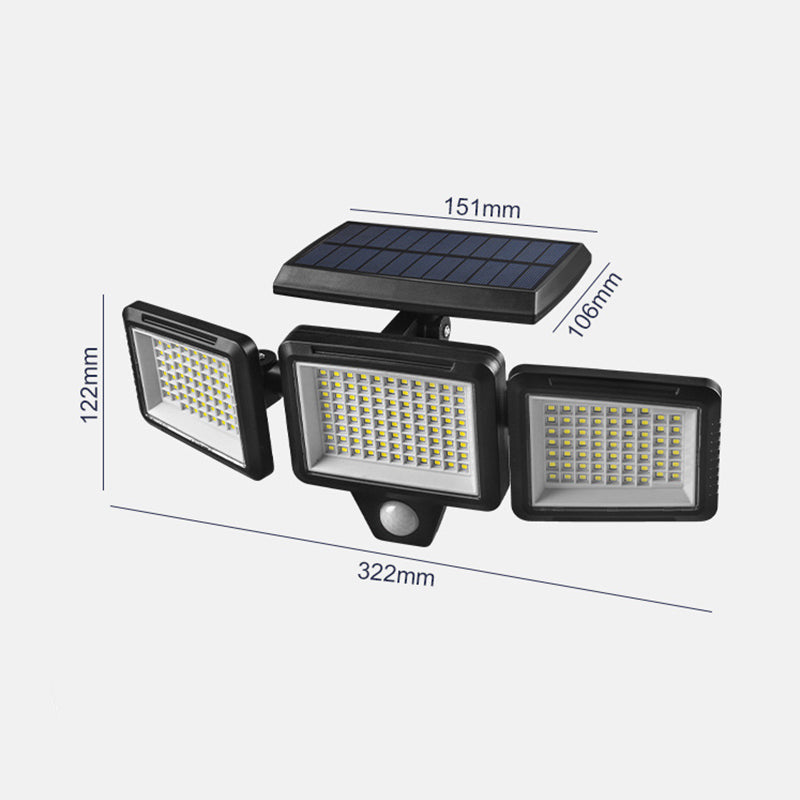 Adjustable 3 Heads Security Flood Light IP65 Waterproof Outdoor Yard LED Solar Wall Lamp