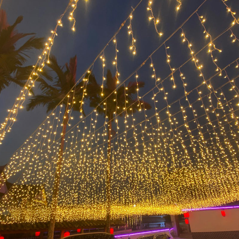 4M Christmas Garland LED Curtain Icicle String Lights Droop 0.4-0.6m AC 220V110V Garden Street Outdoor Decorative Holiday Light