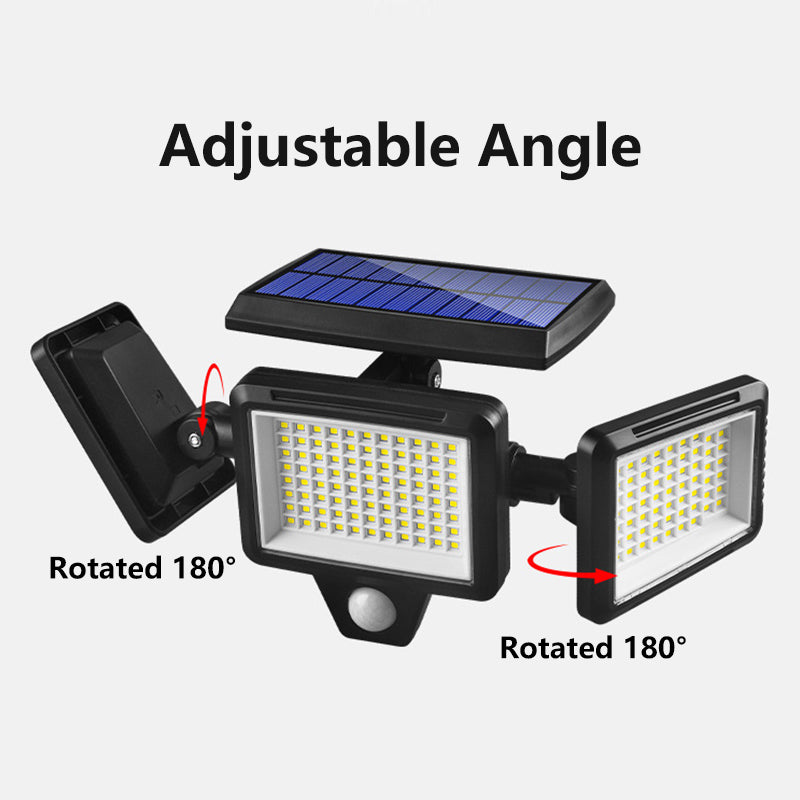 Adjustable 3 Heads Security Flood Light IP65 Waterproof Outdoor Yard LED Solar Wall Lamp