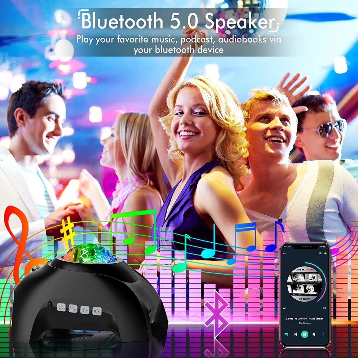 Hot Selling Bedroom Aurora Galaxy Star Projector Night Light With White Noise wireless Speaker Remote Controlled Projector