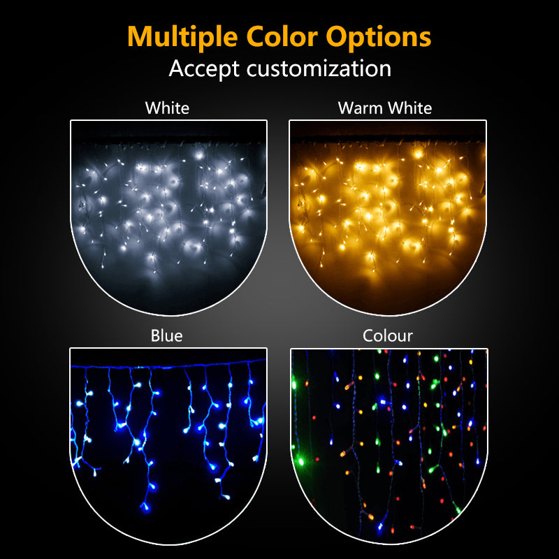 4M Christmas Garland LED Curtain Icicle String Lights Droop 0.4-0.6m AC 220V110V Garden Street Outdoor Decorative Holiday Light