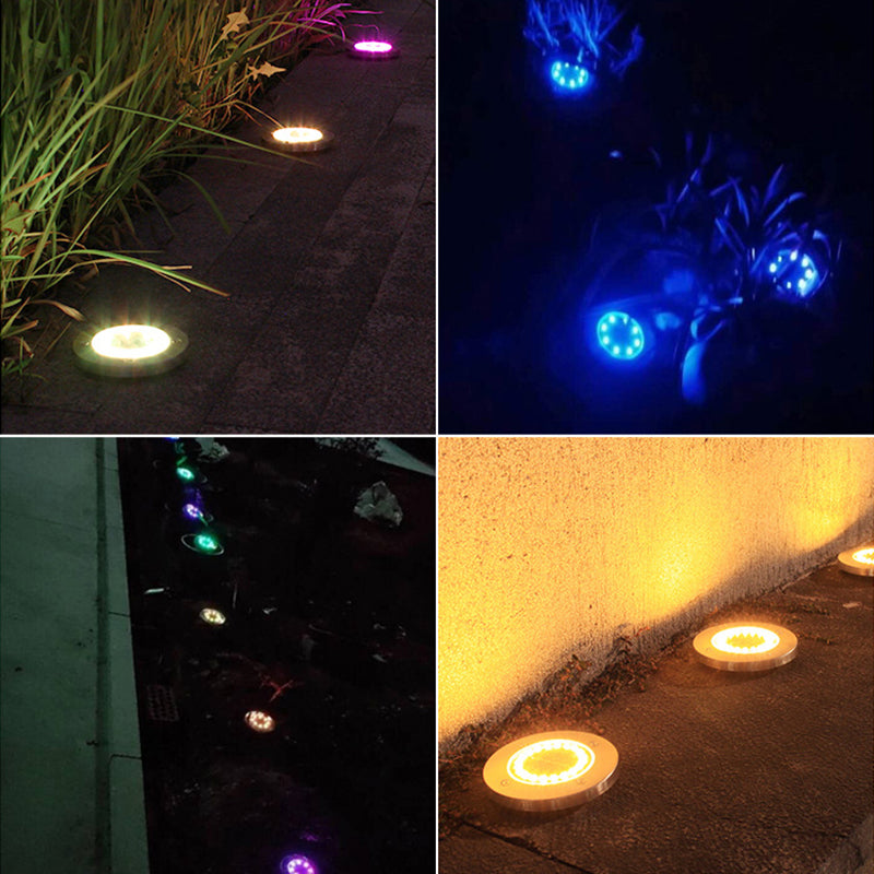 8 LED Disk Buried Light Outdoor in-ground Solar Ground Lights for Lawn Pathway