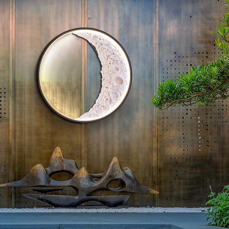 Indoor Outdoor Waterproof LED Modern Art Wall Light Moon Modeling Decorative Wall Lamp