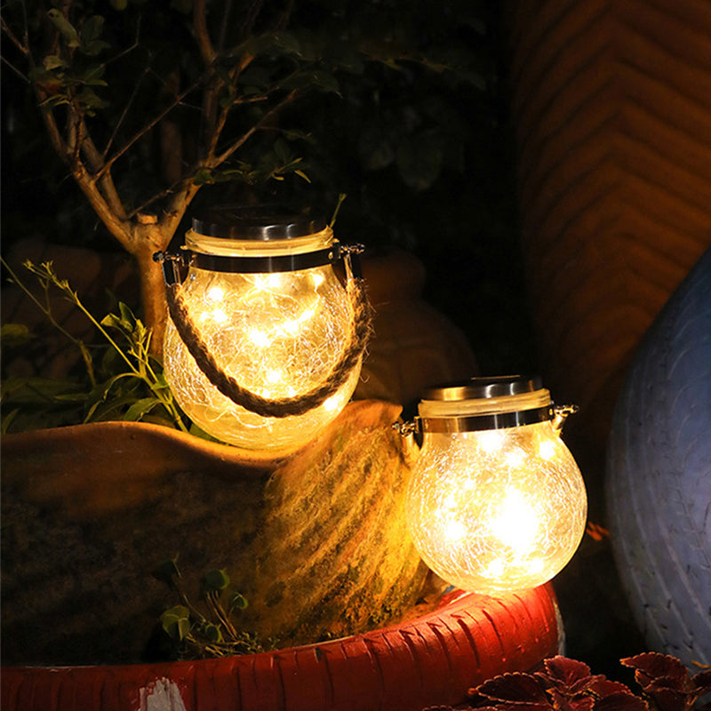 Hot Sale 20/30LED Solar Hanging Crackle Jar Light Outdoor Decorative Fairy String Solar Ball Glass Light For Garden Patio Yard