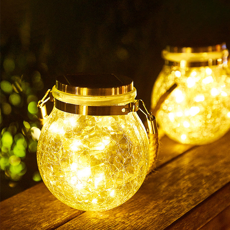 Hot Sale 20/30LED Solar Hanging Crackle Jar Light Outdoor Decorative Fairy String Solar Ball Glass Light For Garden Patio Yard