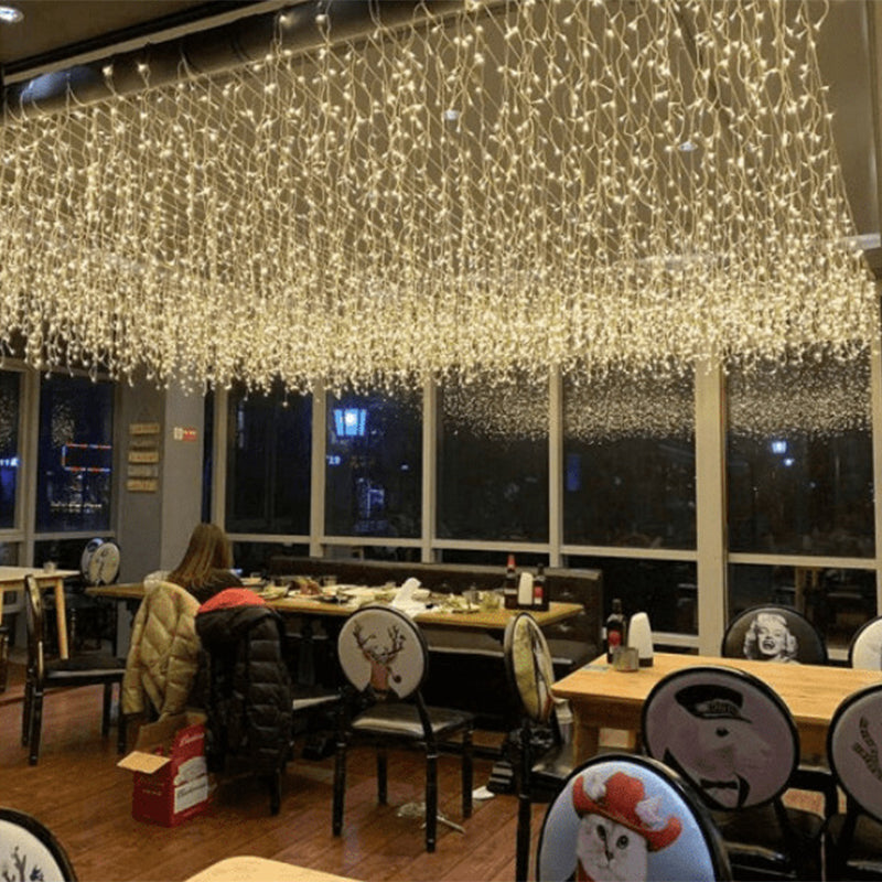 4M Christmas Garland LED Curtain Icicle String Lights Droop 0.4-0.6m AC 220V110V Garden Street Outdoor Decorative Holiday Light