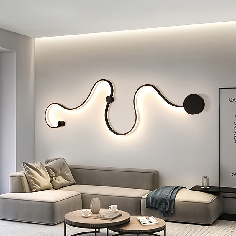 Post Modern Personality Snake Curve Decoration LED Creative Wall Lamp Wall Plug Night Light