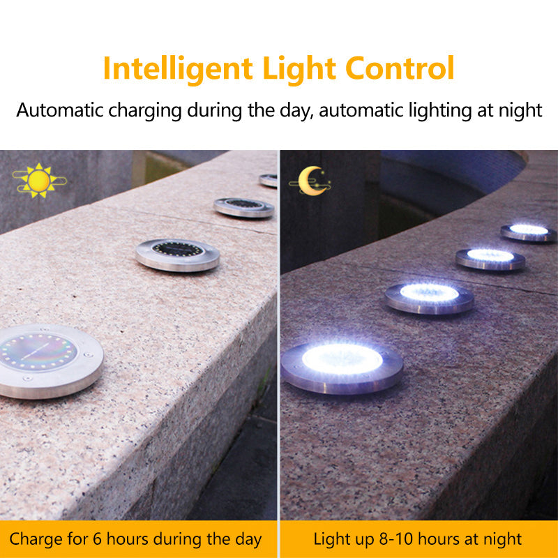 8 LED Disk Buried Light Outdoor in-ground Solar Ground Lights for Lawn Pathway