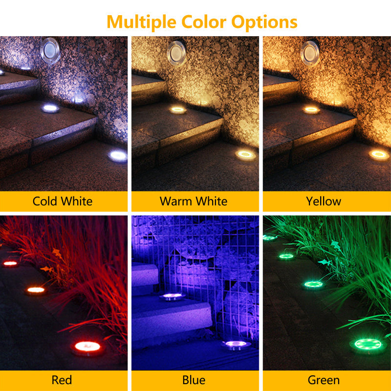 8 LED Disk Buried Light Outdoor in-ground Solar Ground Lights for Lawn Pathway