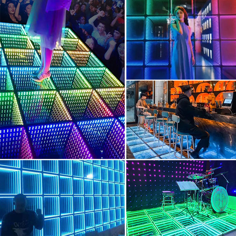 Night Club Lighting Deep Tunnel Magic Mirror Abyss effect 3D Smart LED Dancing Floor Light