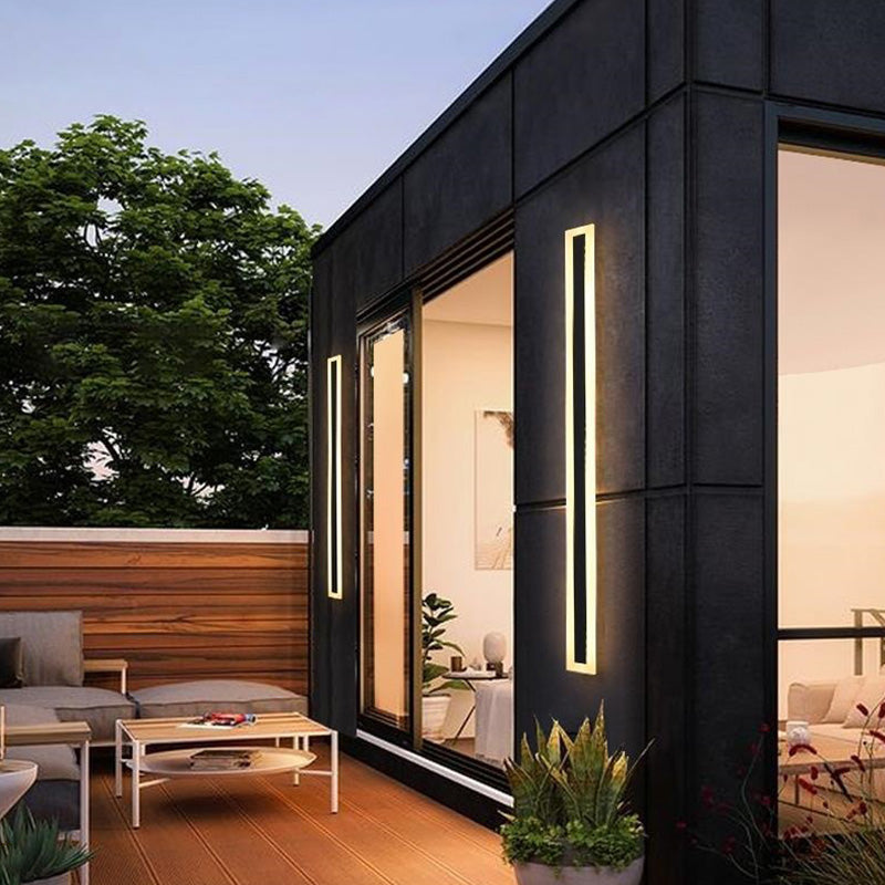 Modern Long Strip LED Porch Linear Light IP65 Villa Sconce Aluminum Outdoor Waterproof Black Garden Light Outdoor Wall Lamp