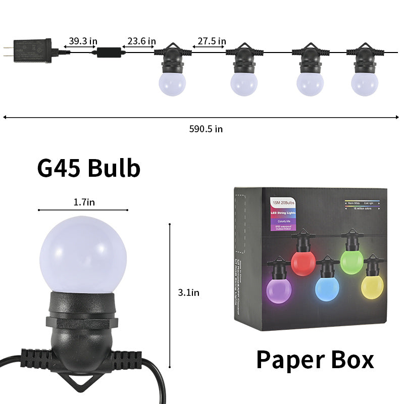 Decorative String Lamp Multicolor RGB Smart App Control Led String Lights