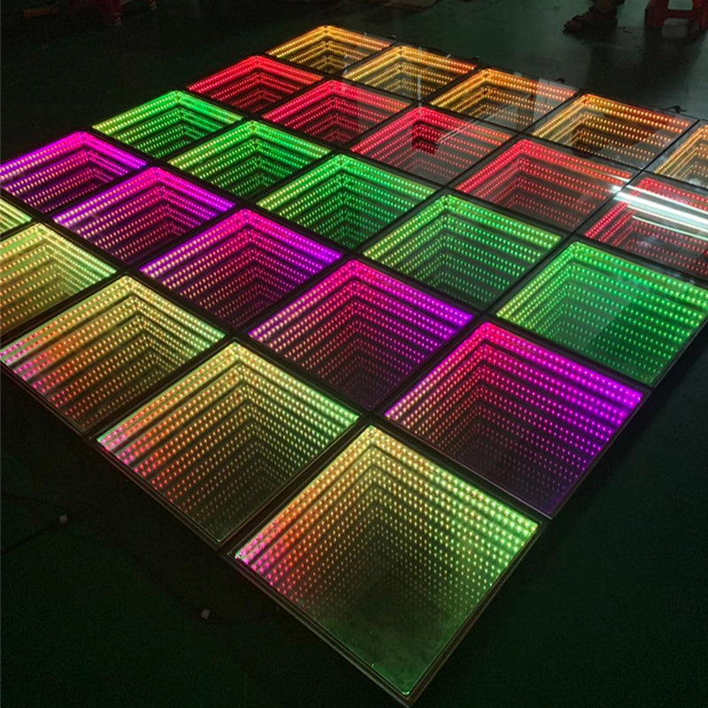 Deep Abyss Tunnel Magic Mirror 3D Dancing Floor Stage Lighting Panel Quadrel Brick Lamp Pressure Stage Light