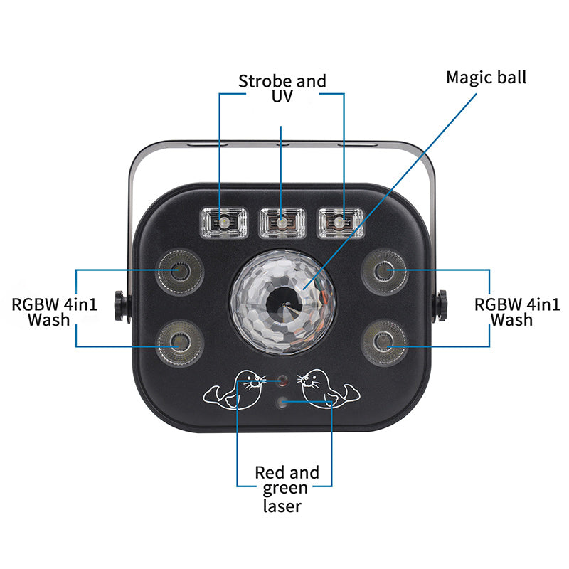 Party Lights Stage RGBW and UV 5 in 1 Mixed Lighting Magic-Ball Stage Lights for Church