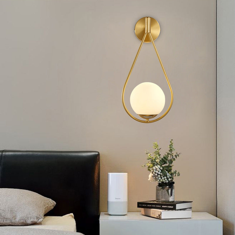 Classic Bedroom Bedside Mount Interior Light Indoor Decorative Gold Black Metal Modern Led Glass Wall Sconce