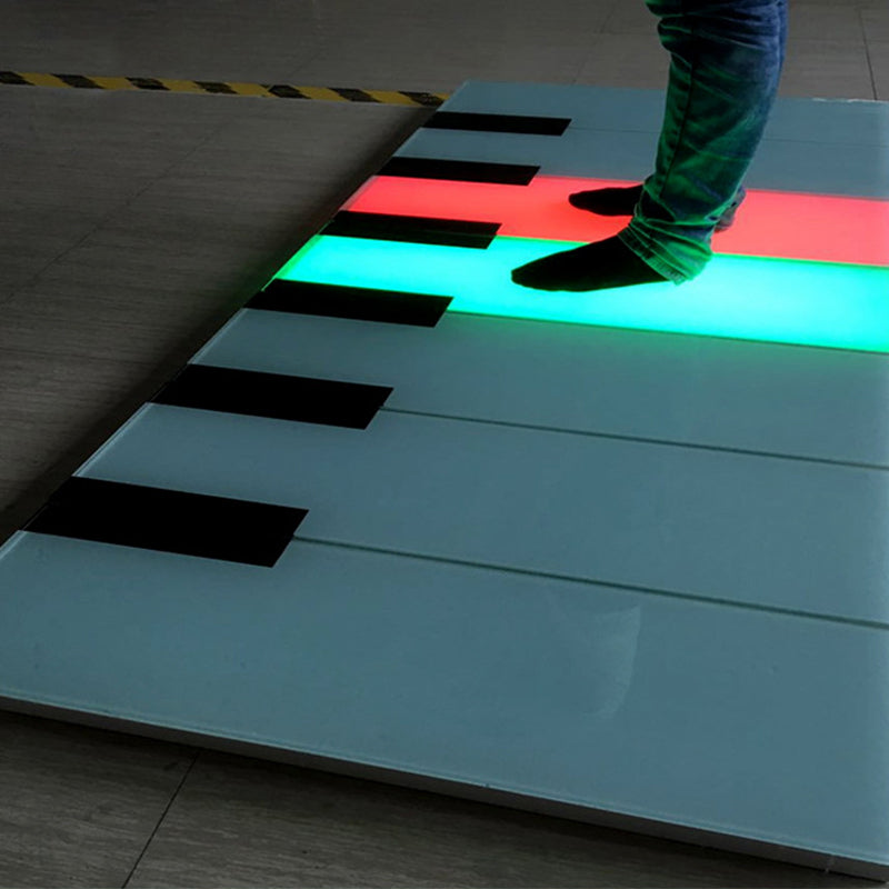 Giant Interactive Floor Light Stainless Steel LED Light Up Step Floors Piano For Outdoor Theme Park Decoration