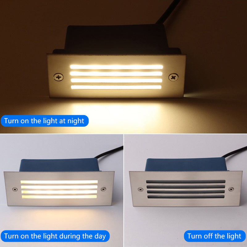3W Square Outdoor Step Light Warm White Stainless Steel IP65 LED Stair Wall Light 12V/24V