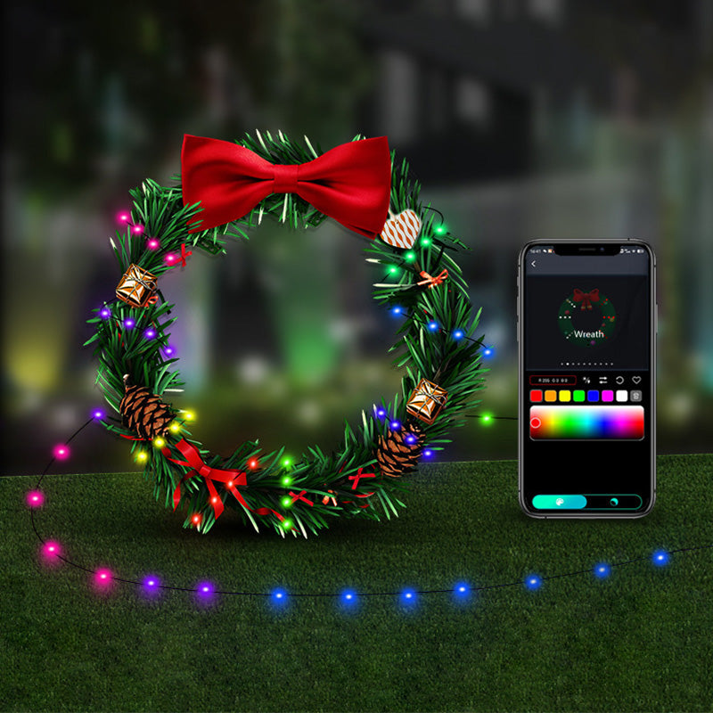Digital Fairy Light String Holiday Christmas Decoration RGB Color Music Function Smart String Light