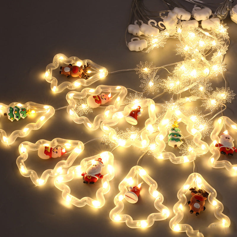 Outdoor Copper Wire Fairy Ring Shaped Flashing Window Wall Hanging USB Christmas Room Garden Party Decoration LED Curtain Lights