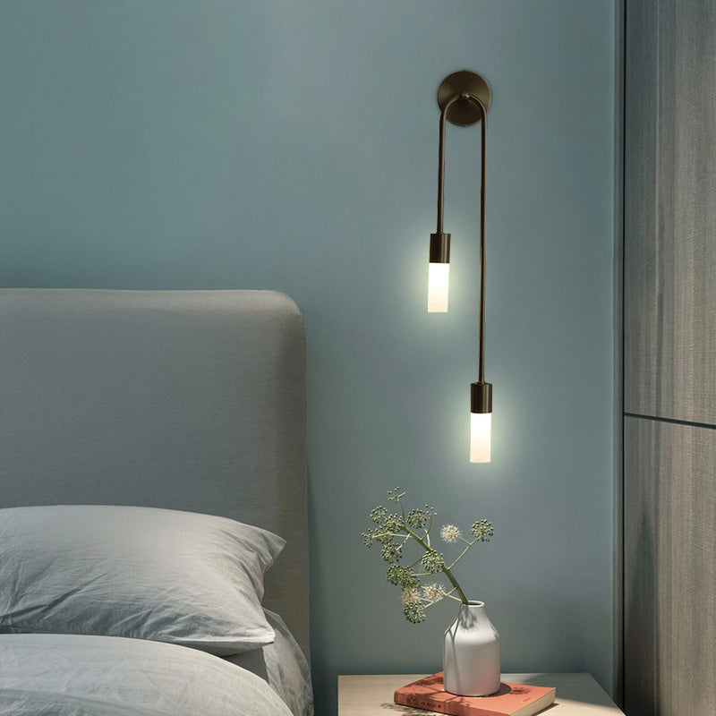 Nordic Design Simple Black U-shaped Wall Lamp Creative Aisle Hotel Room Double Bulb Wall Lamp