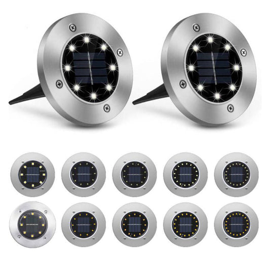 8 LED Disk Buried Light Outdoor in-ground Solar Ground Lights for Lawn Pathway