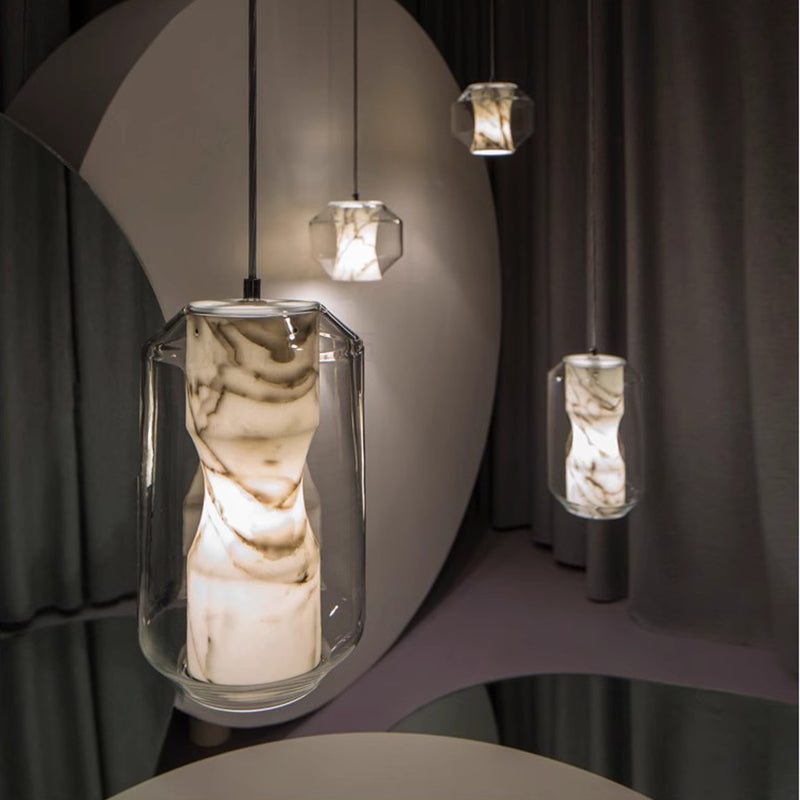 E27 Dinning Room Restaurant Pendant Marble Pendant Lighting Stone Nordic Pendant Lamp